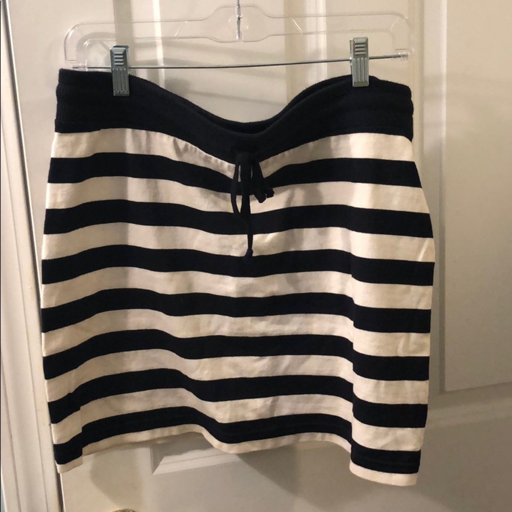 Banana republic med skirt cotton navy white stripe